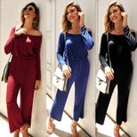 Casual Womens Jumpsuit Solid Color Asymmetrical Shoulder Comfortable Fit Early Autumn Style Whol