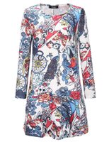 Pumpkin Skull Print Long Sleeve Dress for Women Casual Fall Winter Style Available in Multiple Sizes Wholesale Supply
