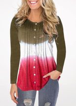 Womens Long Sleeve Gradient T Shirt Comfortable Fabric Casual Autumn Winter Wear Available in Multiple Sizes