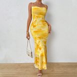 Sexy Floral Print High Waist Bodycon Maxi Dress Sleeveless Strapless Comfortable Fabric Perfect