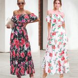 Floral Print Off Shoulder Dress Elegant Design Summer Style Comfortable Fabric Wholesale Availab