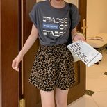 Leopard Print High Waisted Shorts Slim Fit Elastic Waist Comfortable Fabric Casual Summer Wear W