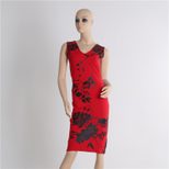 Sleeveless V Neck Floral Print Dress for Women Lightweight Fabric Casual Summer Wear