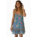 A Line Mini Dress Sleeveless V Neck Floral Print Summer Casual Wear factory direct
