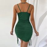 Slim Fit Solid Color Midi Dress with Spaghetti Straps Spring Summer Womens Fashion Casual Wear W