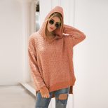 Loose Fit Hooded Knit Sweater 4 Colors Long Sleeve Cozy Fabric Casual Wear for Fall Winter Whole