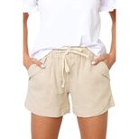 High Waisted Womens Casual Shorts European Style Elastic Fabric Drawstring Design Spring Summer