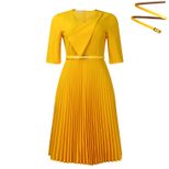 V Neck Pleated Dress Solid Color Fashionable Elegant Perfect for African Occasions Wholesale Ava