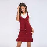 Knit Bodycon Dress Ruffled Hem Sleeveless Slim Fit Summer Style Wholesale Available low MOQ