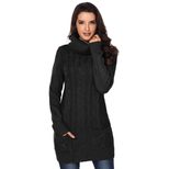 Long Sleeve Turtleneck Sweater Solid Color Ribbed Knit Mid Length Autumn Winter Womens Fashion W