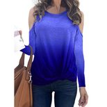 Rainbow Gradient Print Long Sleeve T Shirt for Women Casual Fit Comfortable Fabric Fall Winter Collection