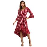 Polka Dot Long Sleeve Plus Size Dress Original Design Spring Collection Comfortable Fabric Perfe