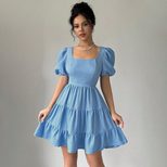 Elegant Summer A Line Dress Sweet and Fresh Style Square Neck Backless Design High Waist Perfect