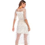 Floral Print Bodycon Dress Slim Fit Sheer Mesh Spring Summer Style Perfect for Casual Outings Wh
