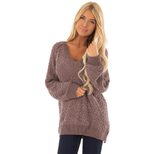 Womens V Neck Ribbed Knit Sweater Long Sleeve Solid Color Cozy Fabric Autumn Winter Casual Wear