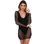 Lace Hollow Out Long Sleeve Dress Slim Fit Sun Protection Fashionable Design Perfect for Summer
