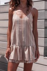 Colorful Striped Ruffle Hem Cami Dress Sexy Vacation Style Lightweight Fabric Wholesale Availabl