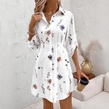 Floral Pattern Womens Long Sleeve Shirt Dress Elegant Design Comfortable Fabric Versatile Style