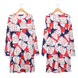 Christmas Cartoon Print Dress for Women Long Sleeve Round Neck Seasonal Holiday Wear