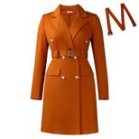 Long Sleeve Bodycon Dress Double Breasted Solid Color Elegant Style Perfect for Autumn and Winte