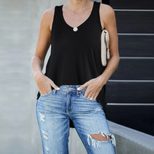 Womens Solid Color V Neck Tank Top Loose Fit Casual Style Comfortable Fabric Perfect for Everyda