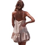 Colorful Striped Ruffle Hem Cami Dress Sexy Vacation Style Lightweight Fabric Wholesale Availabl