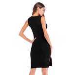 Womens Sleeveless V Neck Bodycon Dress Solid Color Beaded Detail Fashionable Knit Fabric Perfect