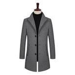 Single Breasted Mid Length Woolen Coat Stand Collar Casual Style Autumn Winter Fashion Wholesale