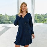 Plus Size Womens V Neck Dress Casual Fit Short Sleeve Comfortable Fabric Spring Summer Wear
