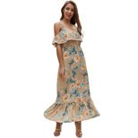 Chiffon Floral Print Maxi Dress Sleeveless Lightweight Elegant Summer Casual Wear OEM Available