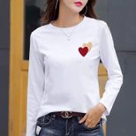 Womens Loose Fit Cotton T Shirt Digital Print Round Neck Long Sleeve Casual Autumn Wear Wholesal