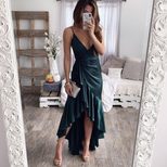 Womens Spring Summer Sexy V Neck Maxi Dress Spaghetti Straps Elegant Design Party Wear Ready to
