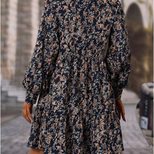 Floral Print V Neck Lantern Sleeve Maxi Dress for Women Lightweight Comfortable Spring Summer Wear