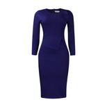 Plus Size Womens Spring Dress Ruffle Trim Solid Color Round Neck Bodycon Fit Office Wear Busines