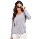 Womens Long Sleeve T Shirt Solid Color Loose Fit Backless Design Casual Wear Everyday Use Wholes