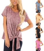 Twist Knot T Shirt for Women Irregular Short Sleeve Casual Summer Wear in Multiple Sizes