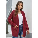 Womens Mid Length Knit Cardigan Loose Fit V Neck Warm Fabric Autumn Winter Layering Wholesale Available