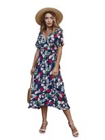 Fashionable Short Sleeve Dress Original Design Floral Print Spring Summer Style Perfect for Vaca