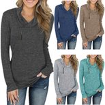 Womens Pullover Sweatshirt Long Sleeve Solid Color Casual Fit Fall Winter Wear ready to ship