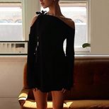 Cold Shoulder Dress Chic Style Bodycon Fit Autumn Winter Fashion Perfect for Parties or Casual O