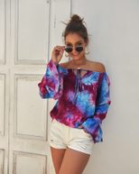 Womens Summer Long Sleeve Off Shoulder Top Original Design Lightweight Fabric Trendy Style Perfe