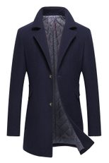 Mens Business Overcoat Thick Wool Blend Single Breasted Mid Length Suit Collar Formal Wear Winte