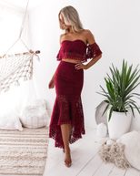 Lace Strapless Backless Pencil Dress Set for Women Elegant Fit Perfect for Parties and Events