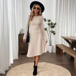 Casual Womens Dress Fashionable Simple Slim Fit Midi Length Autumn Winter Collection Wholesale A