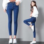 High Waisted Womens Black Skinny Jeans Slim Fit Stretch Fabric Pencil Style Perfect for Spring and Autumn