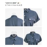 Womens Summer Dress Short Sleeve Lapel Collar Solid Color Belted Casual Wear ready to ship