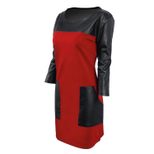 PU Leather Panel Bodycon Dress Slim Fit Professional Style Elegant Design Perfect for Office Wea