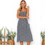 Bohemian Print Midi Dress for Women Backless Design Summer Casual Wear ready to ship