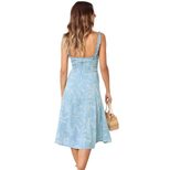 Womens Floral Print Maxi Dress Sleeveless Off Shoulder High Waisted Split Hem Elegant Evening We