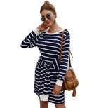 Knitted Stripe Dress Original Design Autumn Winter Collection Comfortable Fit Casual Wear Wholes